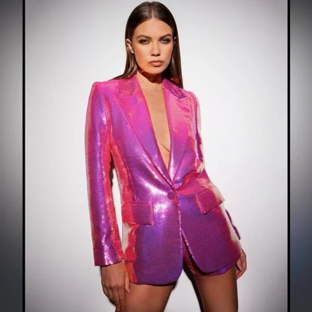 Nadine Merabi Women's Hot Pink Sequin Blazer